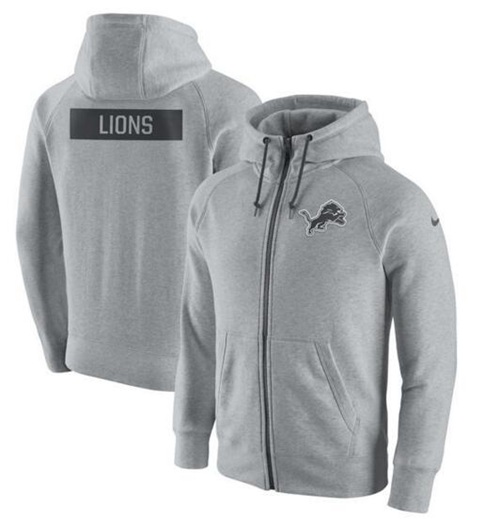 Men's Detroit Lions Nike Ash Gridiron Gray 2.0 Full-Zip Hoodie